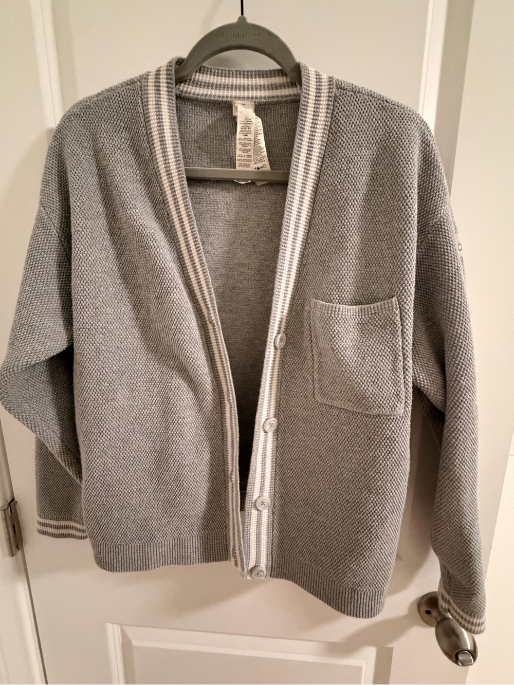 ALO Yoga Tennis Club Sweater- Heather Grey/White - Picture 2 of 6